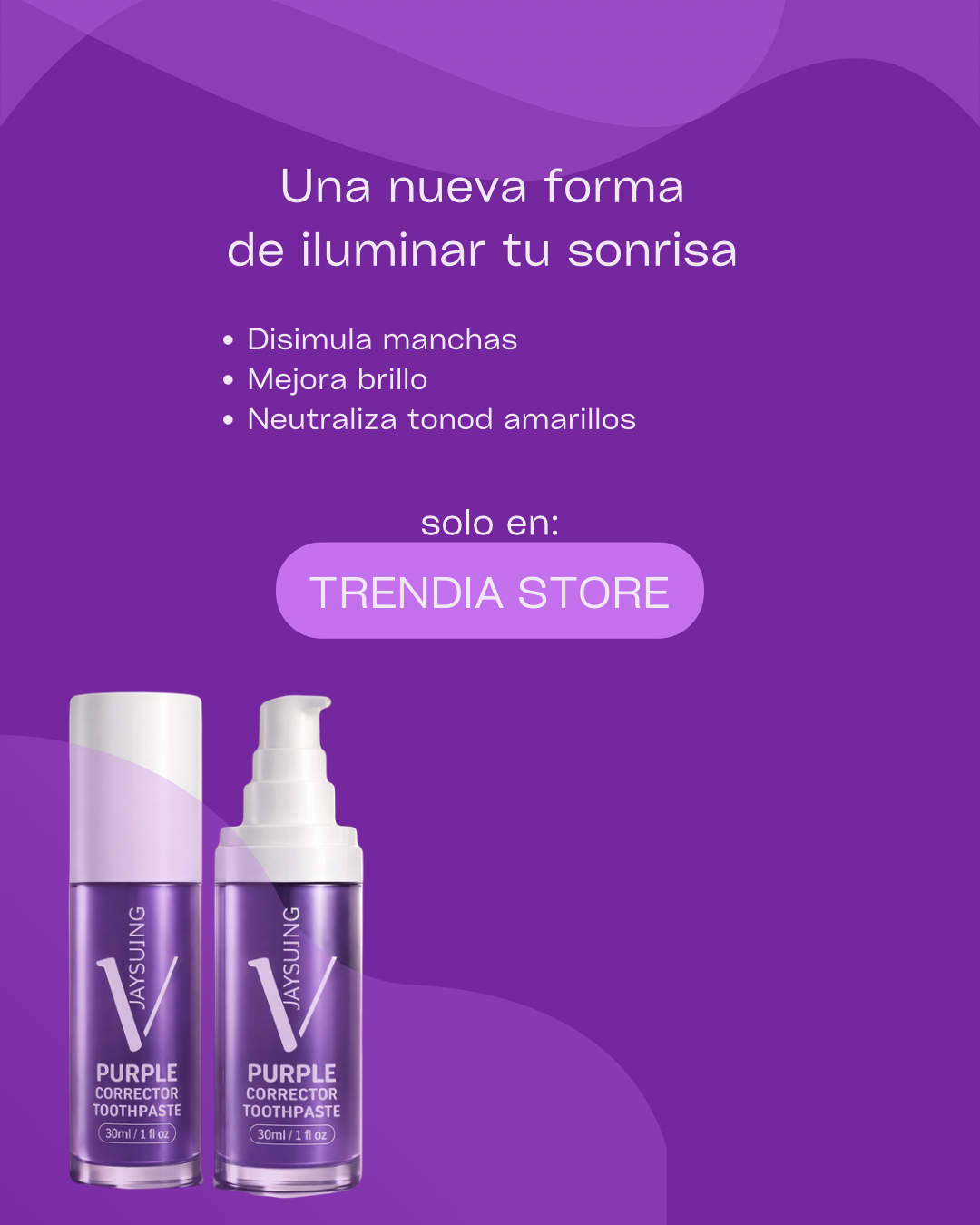 Crema dental purpura blanqueadora de dientes